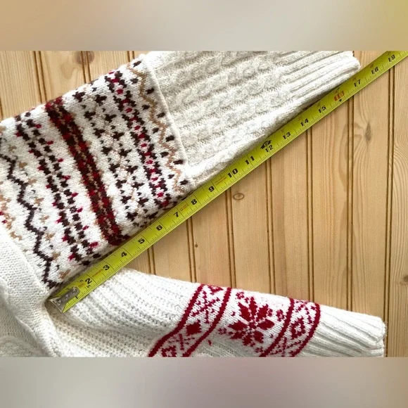 VTG Style American Eagle Winter Fair Isle Snowflake Mock Neck Sweater Size L - Picture 9 of 11